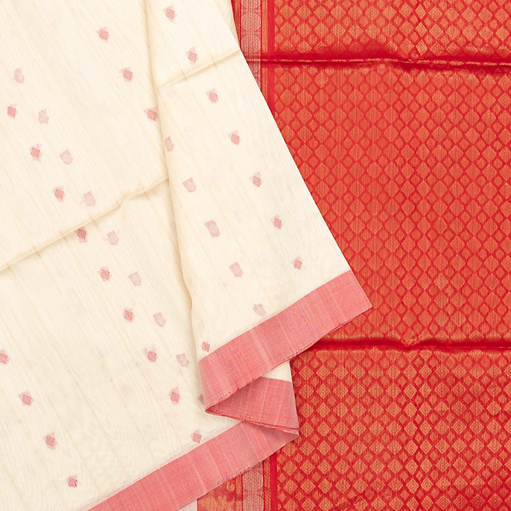 Hayagrivas Half-White Kora Silk Cotton Saree KBE2153A4-12