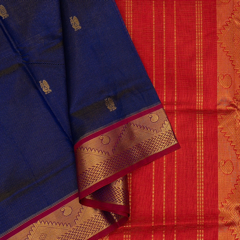 Hayagrivas Royal Blue Pure Silk Cotton Saree SSCBF53E7-6