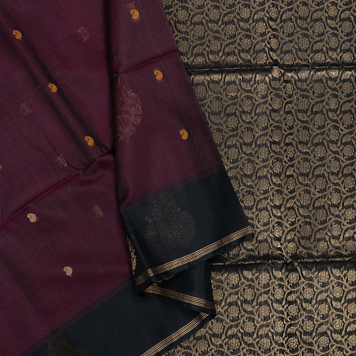 Hayagrivas Wine Ikkat Kora Silk Cotton Saree KSBE92A10-3