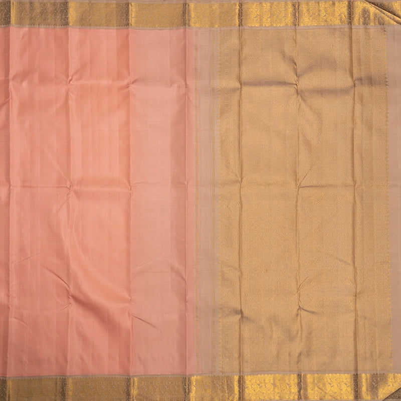 Hayagrivas Handloom Peach Pink Kanjivaram Silk Saree with Creamy Peach Border KBF443F2-2