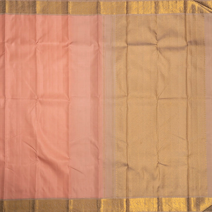 Hayagrivas Handloom Peach Pink Kanjivaram Silk Saree with Creamy Peach Border KBF443F2-2