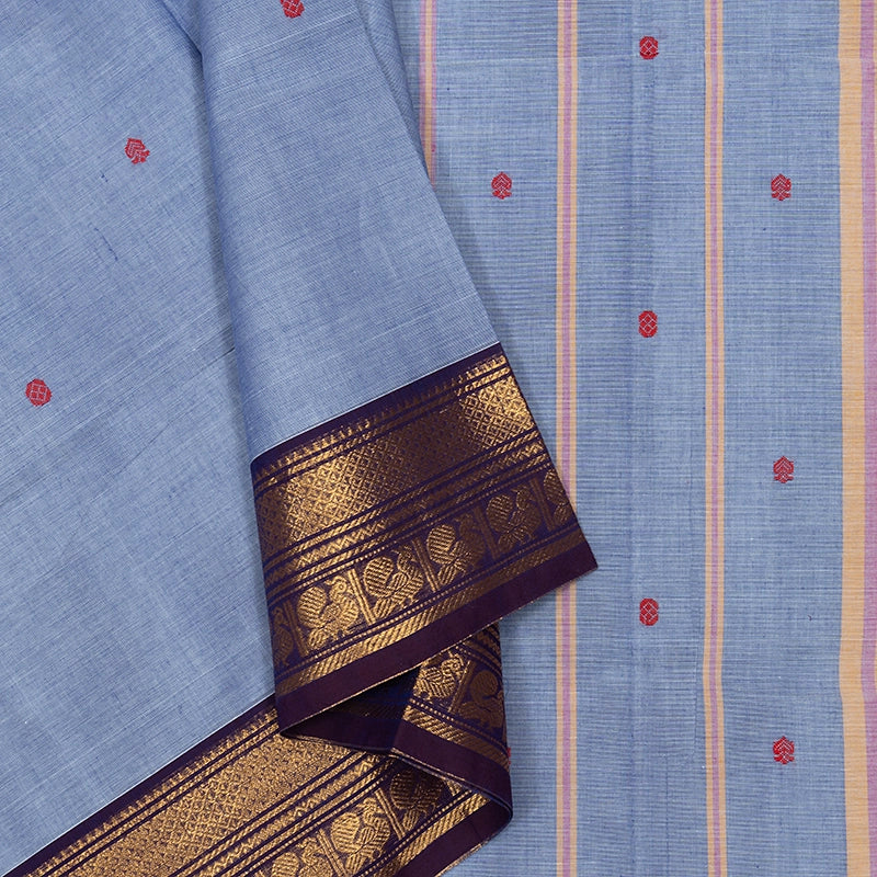 Hayagrivas Powder Blue Handloom Chettinad Cotton Saree SSKBF86F1-61