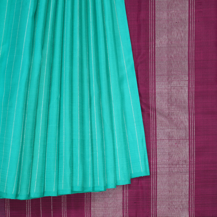 Hayagrivas Handloom Sea Blue Kanjivaram Silk Saree KBF230E5-1