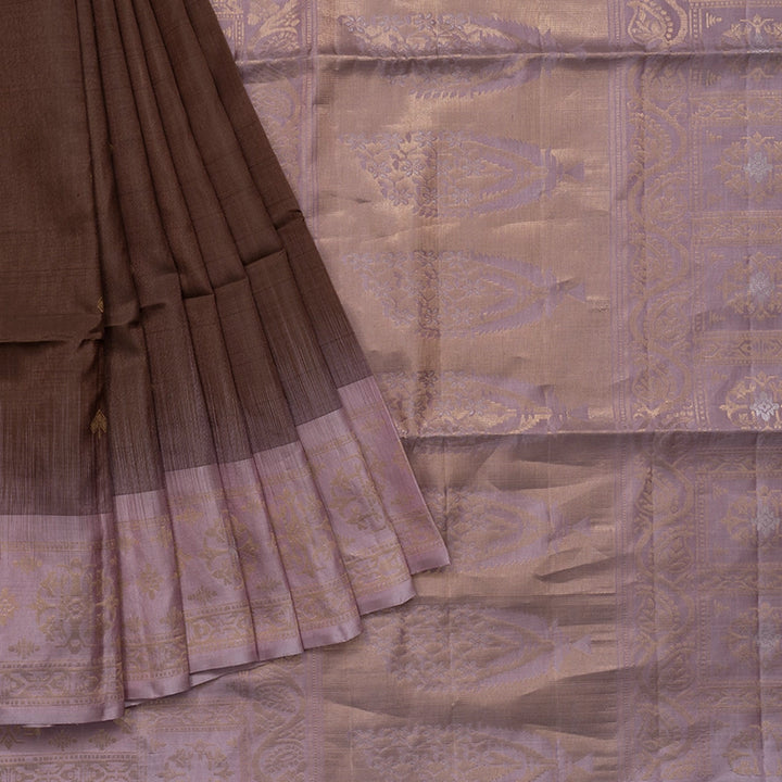 Hayagrivas Chocolate Brown Handloom Soft Silk Saree KBF553G15-2