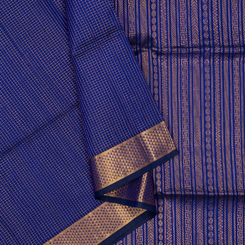 Hayagrivas Purplish-Blue Kora Silk Cotton Saree SSCBF14D6-10