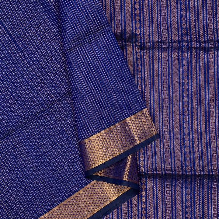 Hayagrivas Purplish-Blue Kora Silk Cotton Saree SSCBF14D6-10