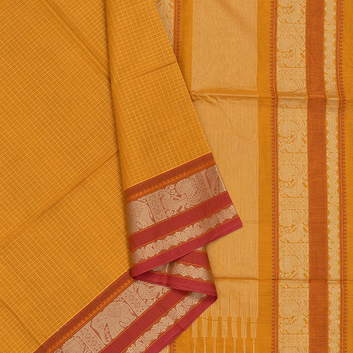 Hayagrivas Mustard Yellow Handloom Kanchi Cotton Saree SSCBF103F7-4