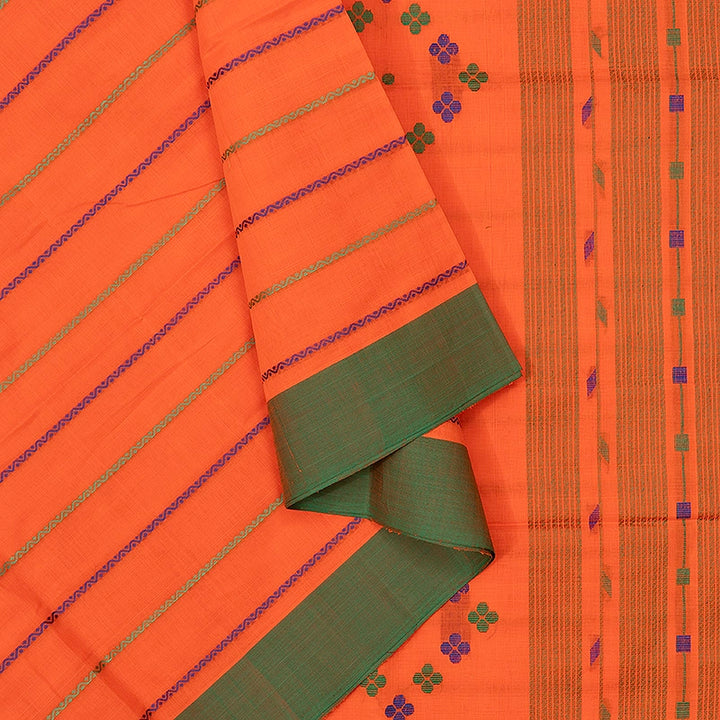 Hayagrivas Orange Handloom Kanchi Cotton Saree SSCBF103F3-1