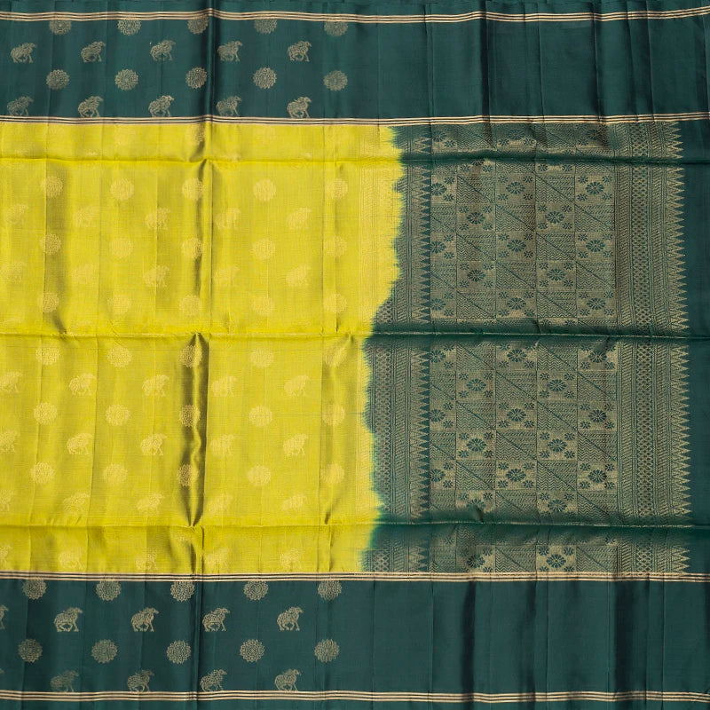 Hayagrivas Lime Green Handloom Soft Silk Saree KBF233E1-6