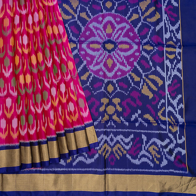 Hayagrivas Rani Pink Handloom Ikkat Soft Silk Saree KBE2150A1-1