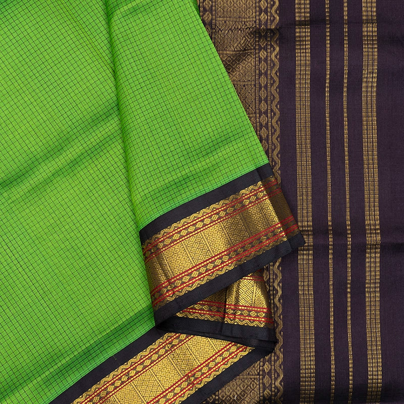 Hayagrivas Parrot Green Pure Silk Cotton Saree SSCBF55E2-1