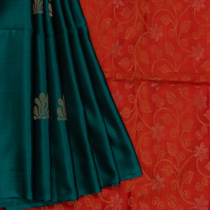 Hayagrivas Peacock Green Handloom Soft Silk Saree KBE654G12-2