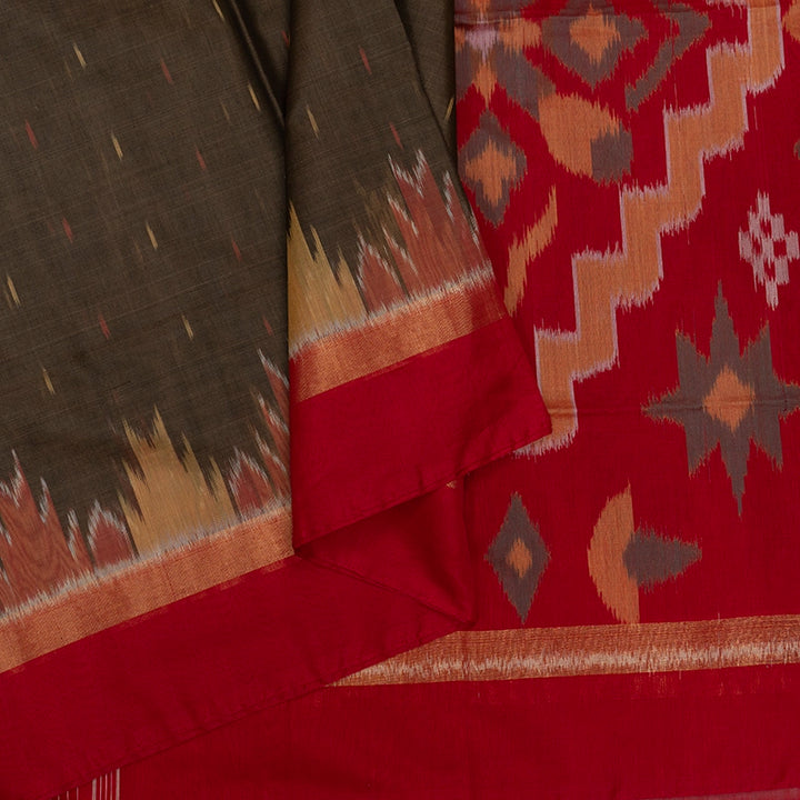 Hayagrivas Honey Shade Ikkat Kora Silk Cotton Saree KBE2274B1-4