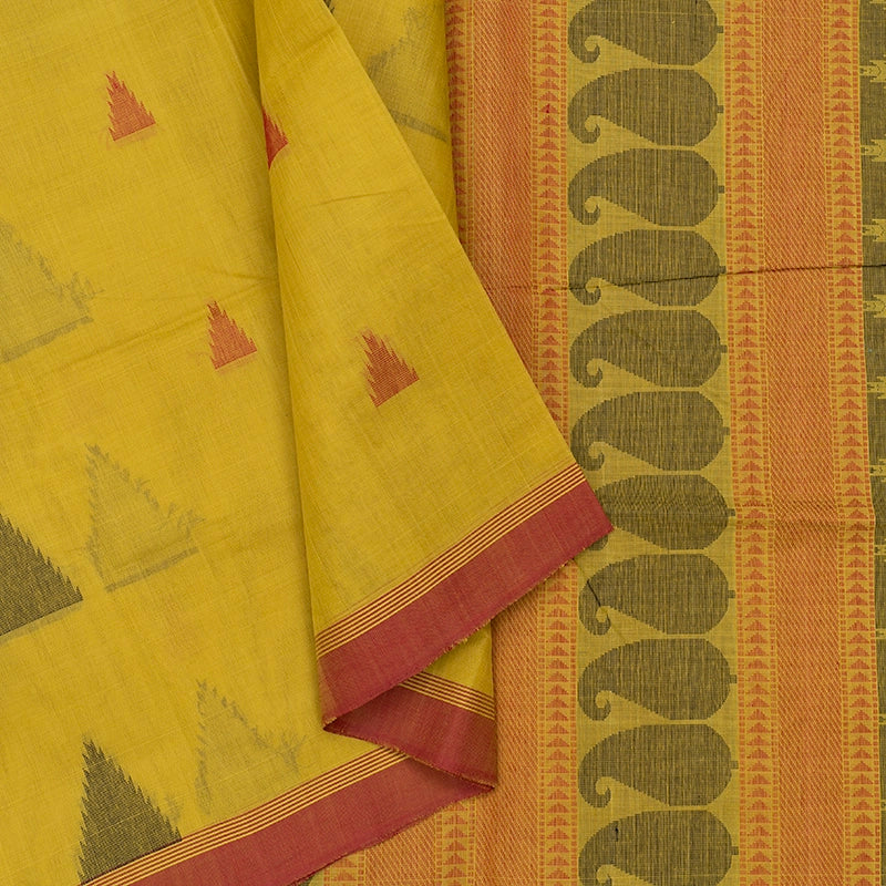 Hayagrivas Lime Green Handloom Kanchi Cotton Saree KSBE89A1-1