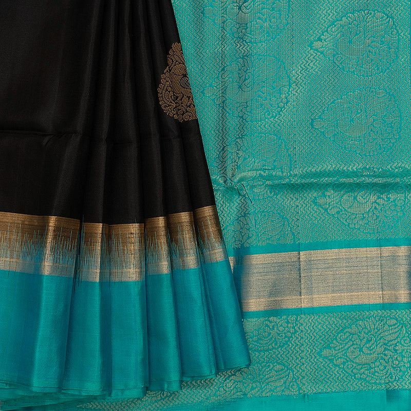 Hayagrivas Black Handloom Soft Silk Saree KBE2106A58-6
