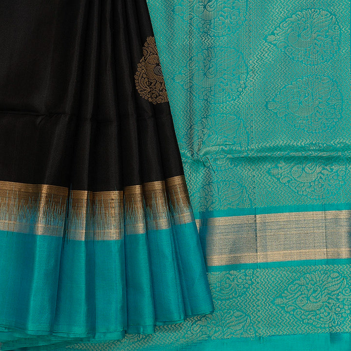 Hayagrivas Black Handloom Soft Silk Saree KBE2106A58-6