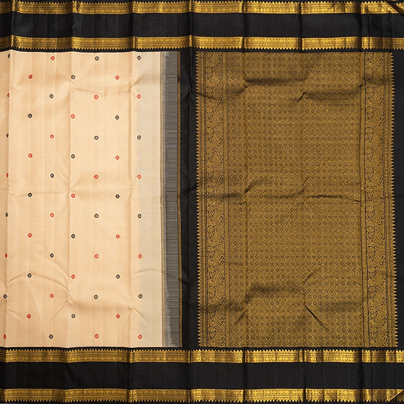 Hayagrivas Handloom Sandal Kanjivaram Silk Saree with Black Border KBF498F1-2