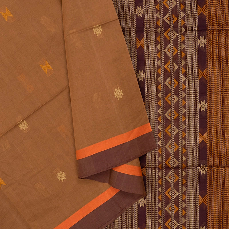 Hayagrivas Khaki Brown Handloom Kanchi Cotton Saree SSCBF103F16-1