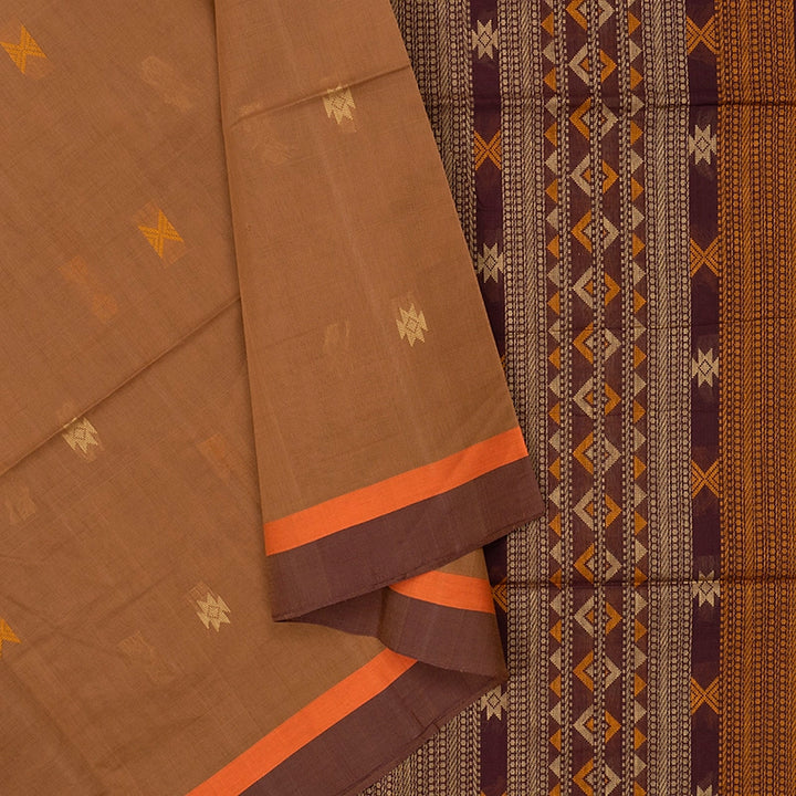 Hayagrivas Khaki Brown Handloom Kanchi Cotton Saree SSCBF103F16-1