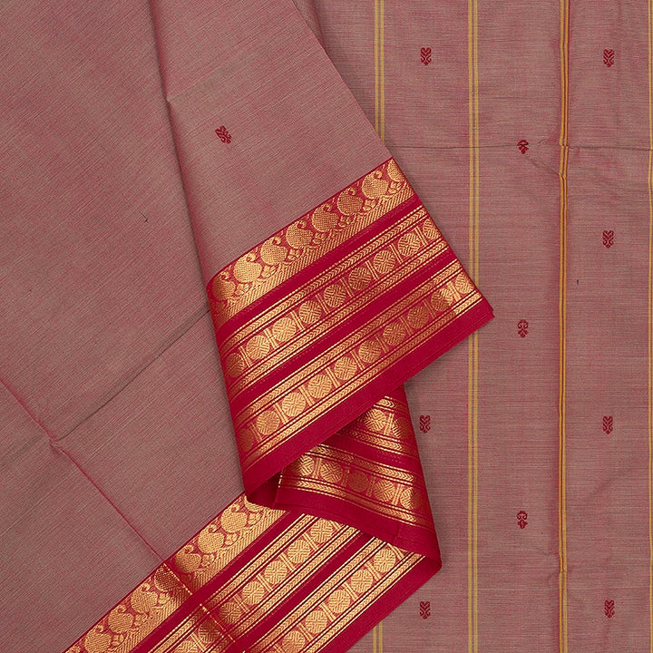 Hayagrivas Greyish Pink Handloom Chettinad Cotton Saree SSKBF86F1-2