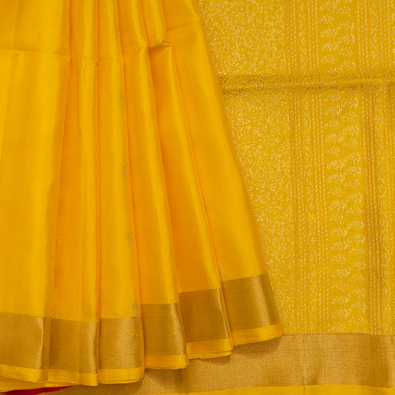Hayagrivas Yellow Handloom Soft Silk Saree KBE234D1-11