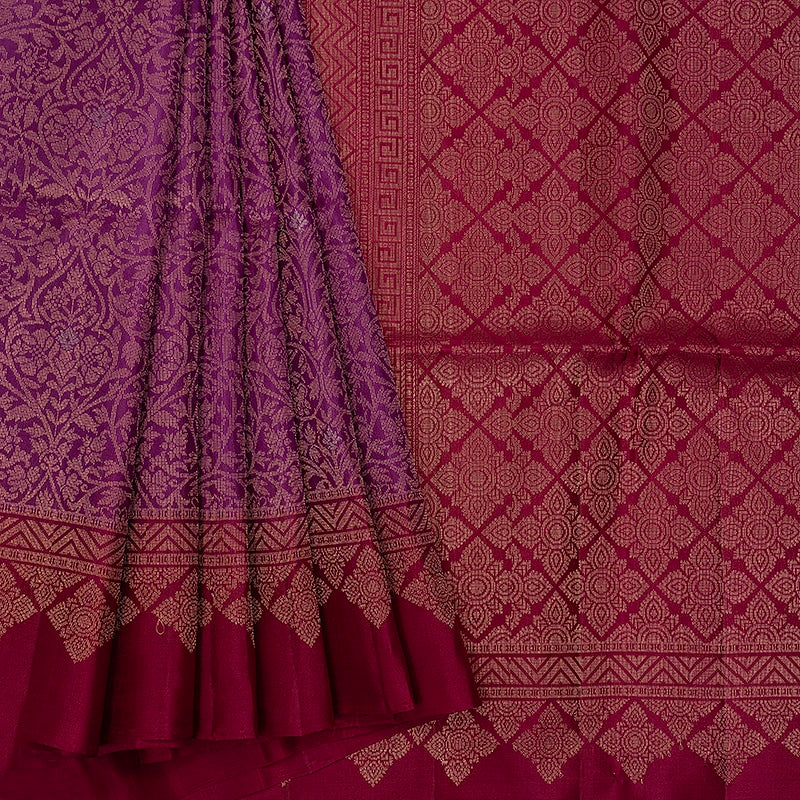 Hayagrivas Purple Handloom Soft Silk Saree KBE1195I50-1