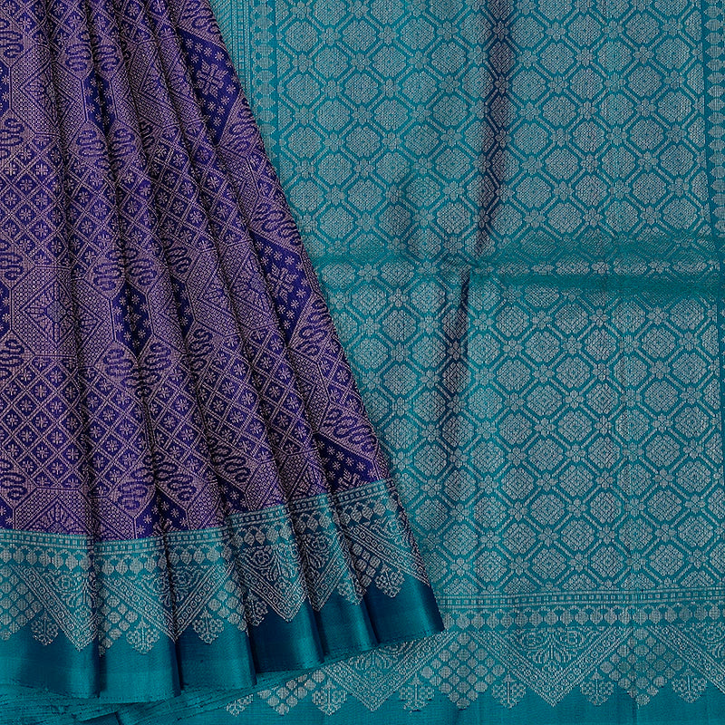 Hayagrivas Handloom Purplish Blue Soft Silk Saree KBE1195I6-1