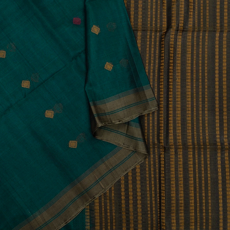 Hayagrivas Rama Green Ikkat Kora Silk Cotton Saree KSBE92A10-12