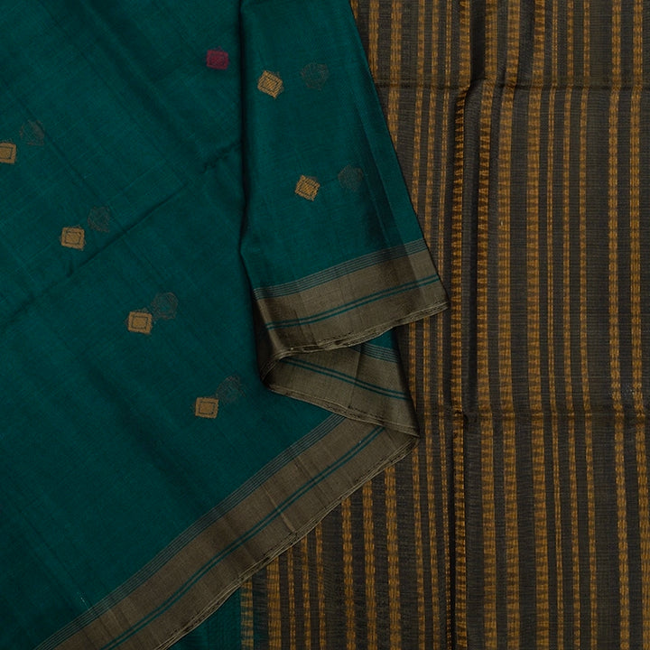 Hayagrivas Rama Green Ikkat Kora Silk Cotton Saree KSBE92A10-12