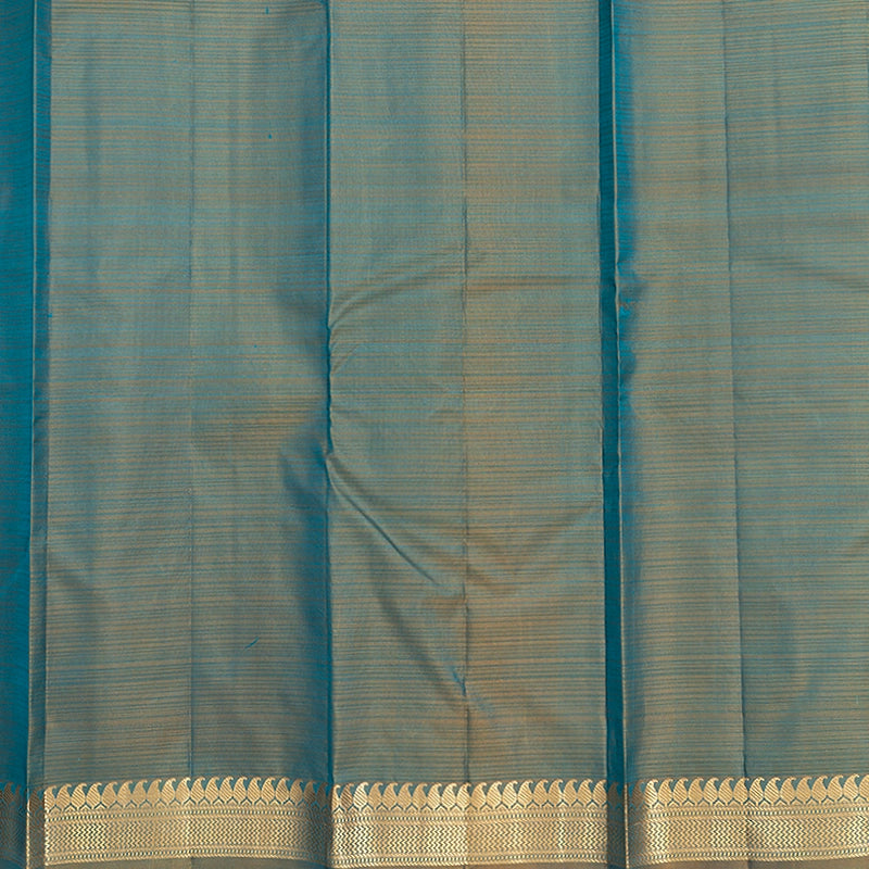 Hayagrivas Handloom Sky Blue Kanjivaram Silk Saree with Beige Border KBF582G2-6