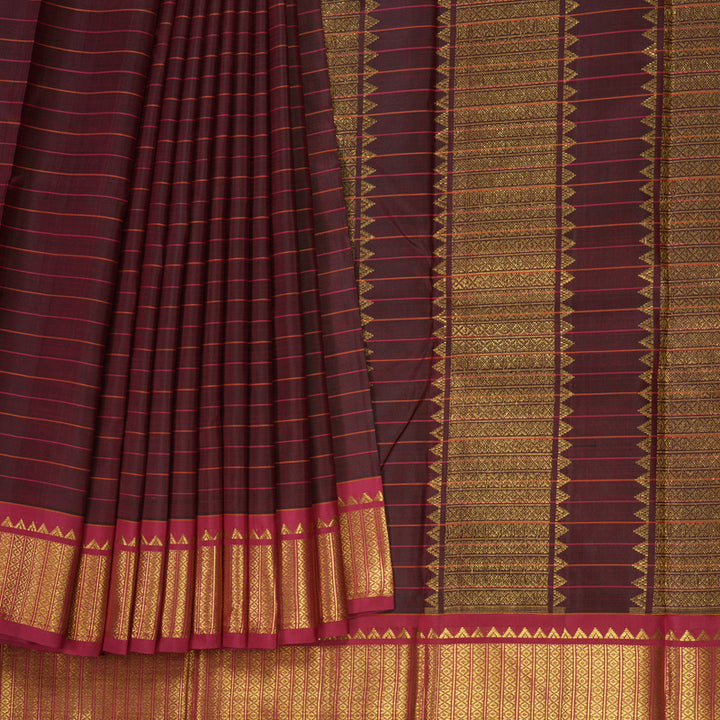 Hayagrivas Handloom Wine Kanjivaram Silk Saree with Maroon Border KBE1527K4-3