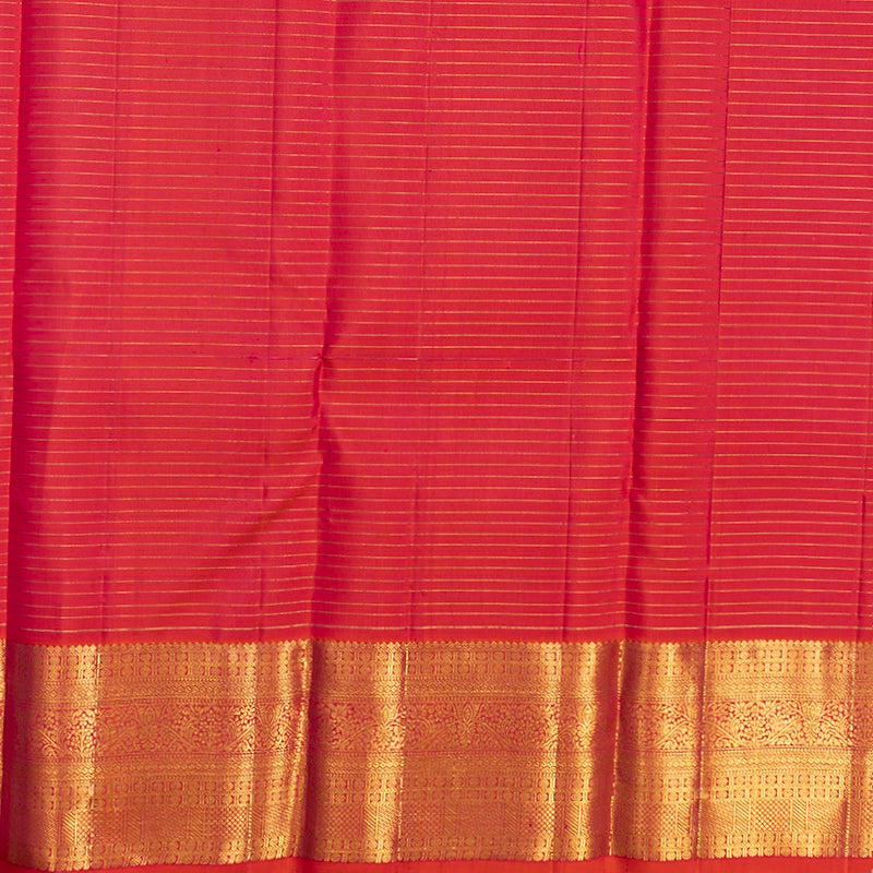 Hayagrivas Handloom Bottle Green Kanjivaram Silk Saree with Orangish-Pink Border KBF433F16-1