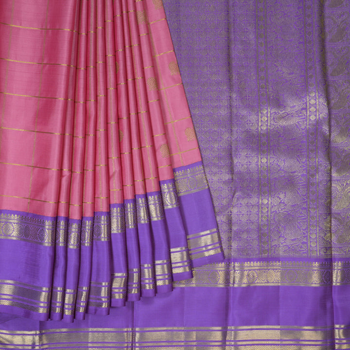 Hayagrivas Handloom Rose Pink Kanjivaram Silk Saree with Ganga Jamuna border BE483-SBS  KBEL483C1-1