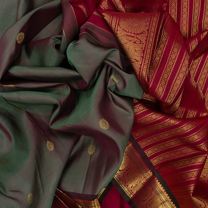 Hayagrivas Cement Green Handloom Kanjivaram Silk Saree KBF568G5-12