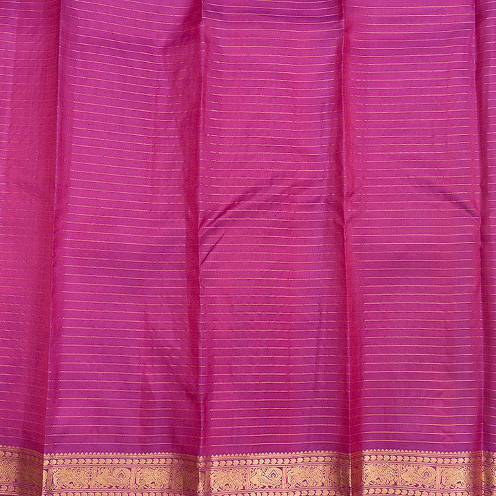 Hayagrivas Handloom Bright Orangish-Pink Kanjivaram Silk Saree with Purple Border KBF695G4-2