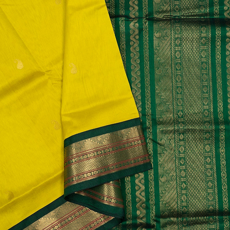 Hayagrivas Lemon Yellow Pure Silk Cotton Saree SSCBF34D5-30