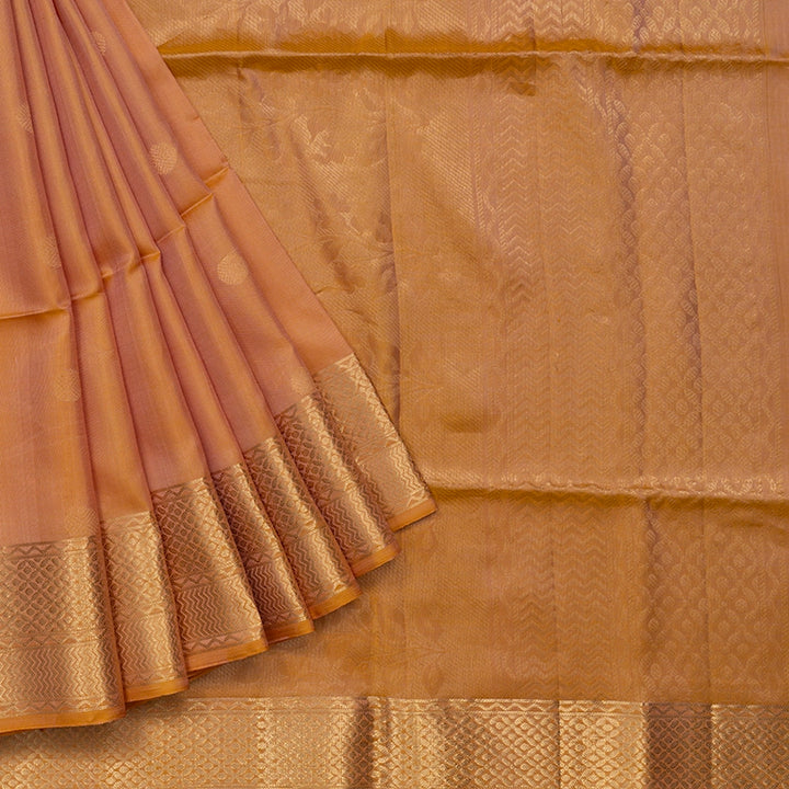 Hayagrivas Yellowish-Peach Handloom Soft Silk Saree KSBE85A45-1