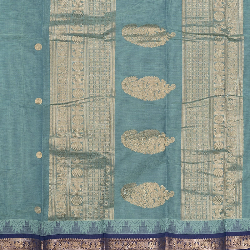 Hayagrivas Powder Green Handloom Kanchi Cotton Saree SSCBF66E4-16
