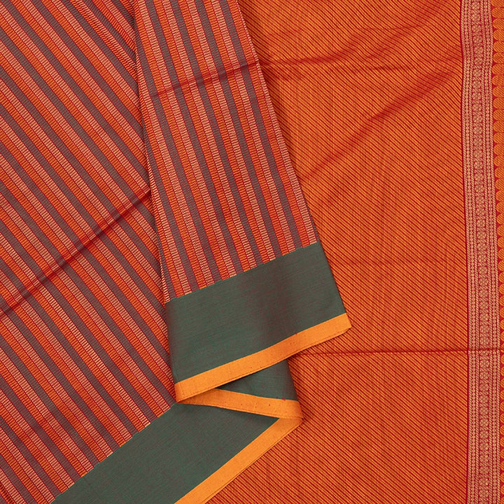 Hayagrivas Multicolour Stripes Handloom Kanchi Cotton Saree SSCBF103F2-1