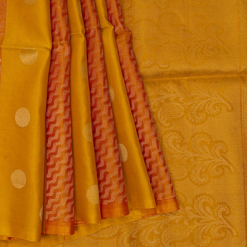 Hayagrivas Yellow & Orange Handloom Soft Silk Saree KBE1845L1-3