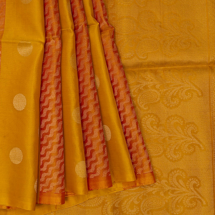 Hayagrivas Yellow & Orange Handloom Soft Silk Saree KBE1845L1-3