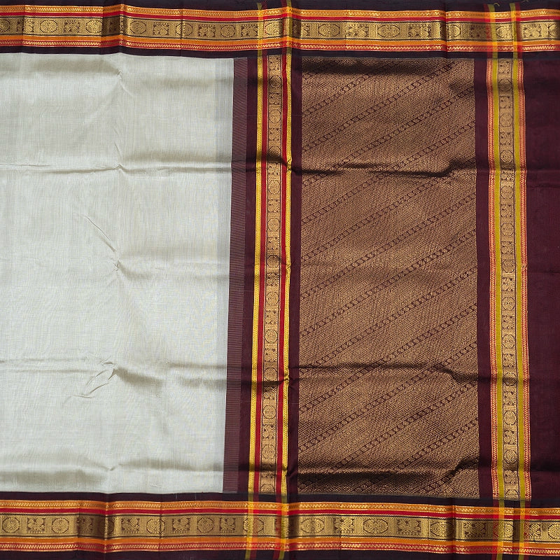 Hayagrivas Light Grey Pure Silk Cotton Saree SSCBF56E11-8