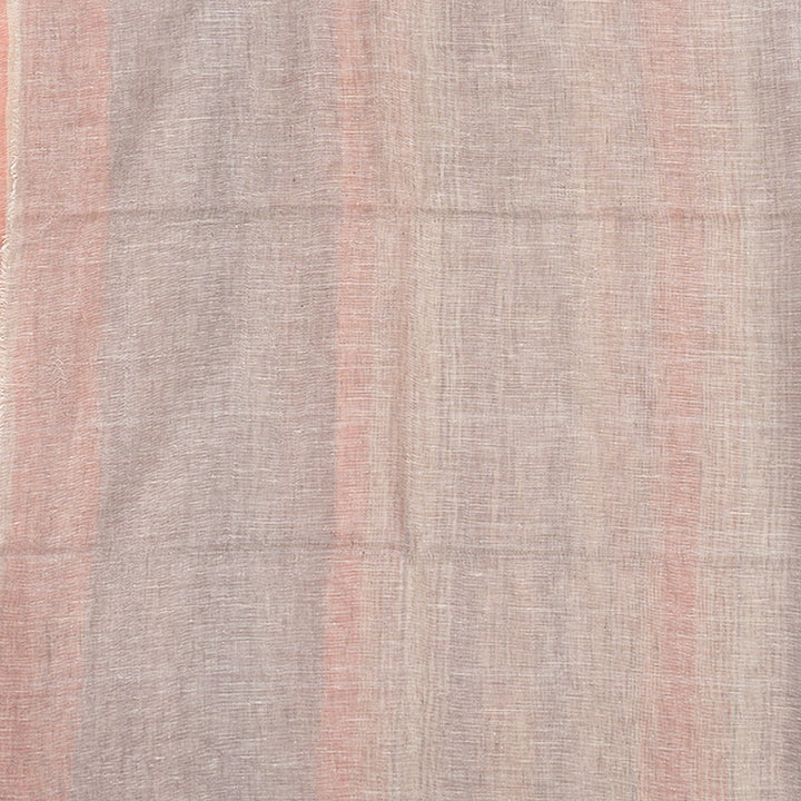 Hayagrivas Lilac & Peach Pink Stripes Handloom Linen Saree KBE2531C4-1