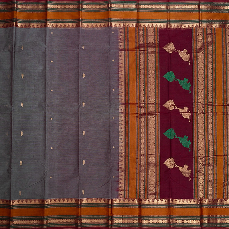 Hayagrivas Grey Handloom Kanchi Cotton Saree SSCBF66E5-2