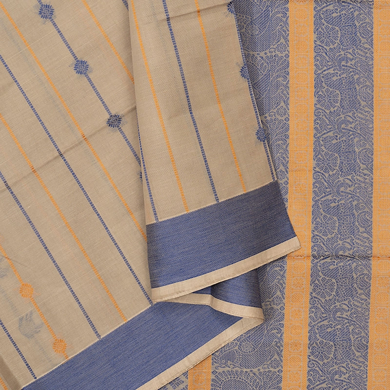 Hayagrivas Beige Handloom Kanchi Cotton Saree SSCBF104F1-2
