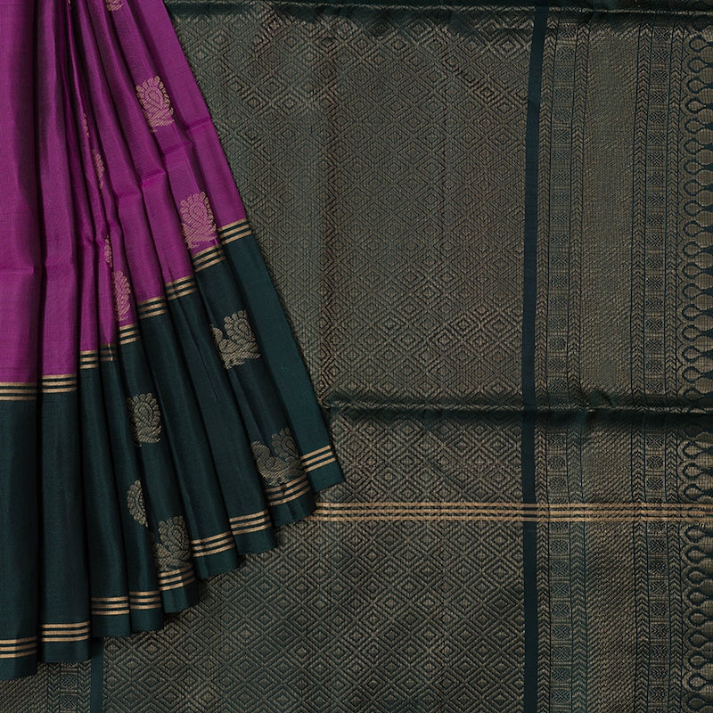 Hayagrivas Magenta-Pink Handloom Soft Silk Saree KBF233E1-2