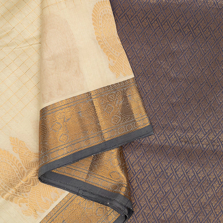 Hayagrivas Half-White Pure Silk Cotton Saree SSCBF13D15-1