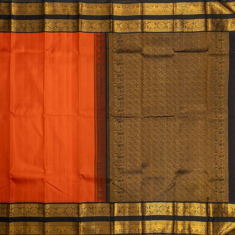 Hayagrivas Handloom Fanta Orange Kanjivaram Silk Saree with Black Border KBF186E2-1