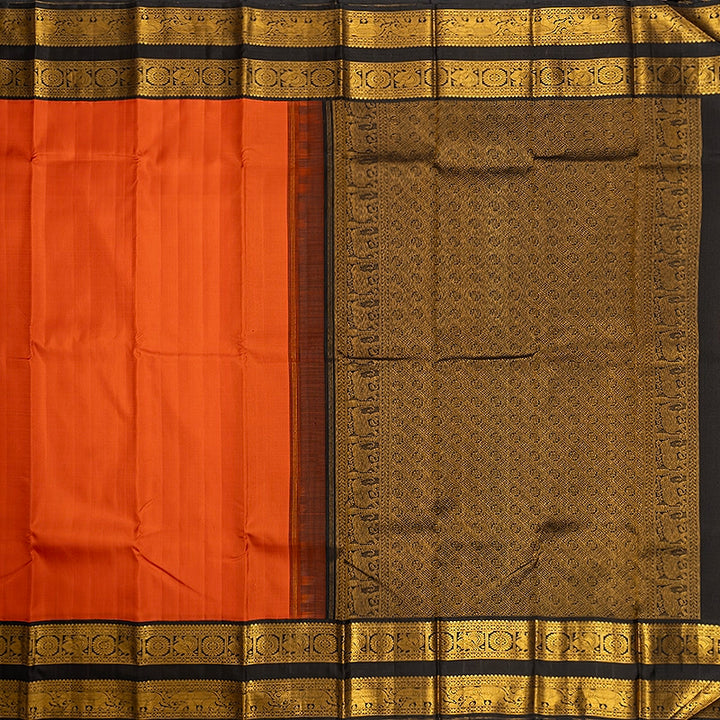 Hayagrivas Handloom Fanta Orange Kanjivaram Silk Saree with Black Border KBF186E2-1