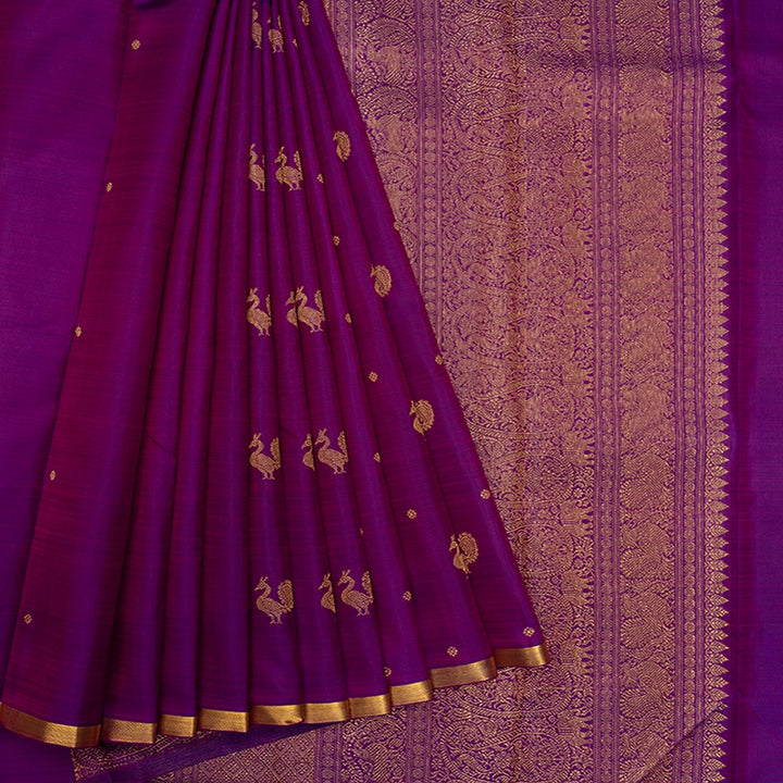 Hayagrivas Handloom Purple Kanjivaram Silk Saree KBE2535C18-1